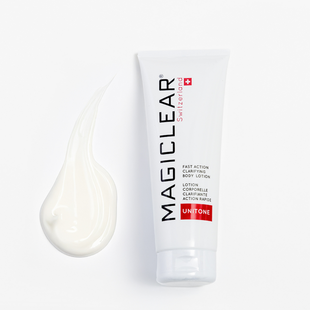 Magiclear Swiss duo corps, savon nettoyant + lotion corporelle clarifiante, peau plus douce et lumineuse, Riviera Cosmedics France