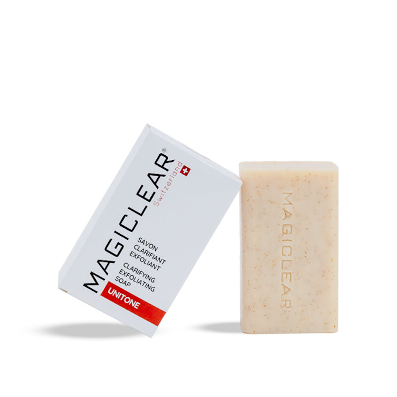 Magiclear savon clarifiant exfoliant Suisse, nettoyant exfoliant visage et corps, aide a lisser la peau, RivieraCosmedics France