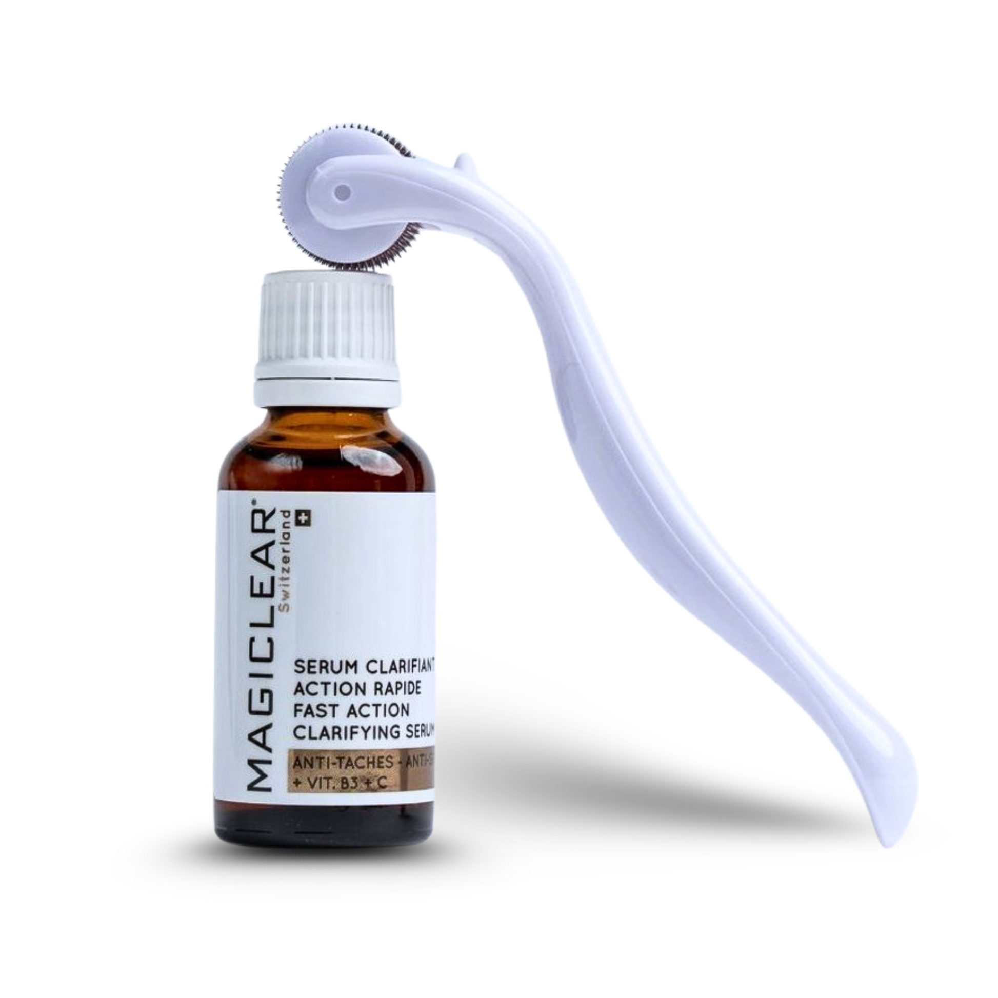 MESOCLEAR Mesotherapy roller + serum clarifiant action rapide Magiclear Suisse, routine anti-taches visage, RivieraCosmedics France